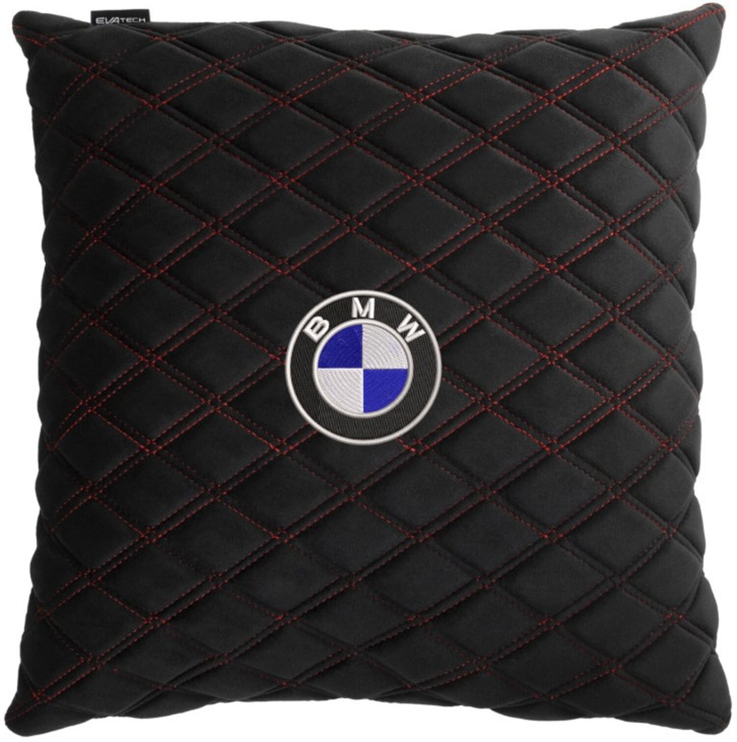 Купити Автомобільна подушка EVAtech з алькантари 40x40 см BMW чорна з червоною ниткою, великий ромб SPBALHRBRV005 - Фото 1 Автомобільна подушка EVAtech з алькантари 40x40 см BMW чорна з червоною ниткою, великий ромб SPBALHRBRV005 - Фото 1