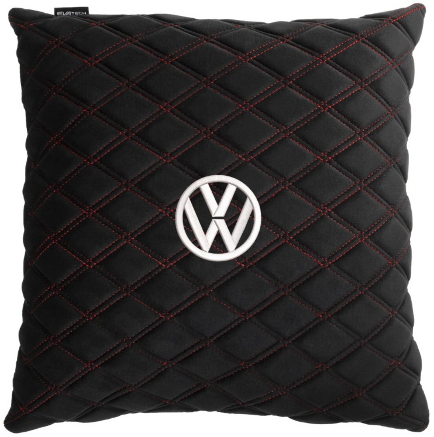 Купити Автомобільна подушка EVAtech з алькантари 40x40 см Volkswagen чорна з червоною ниткою, великий ромб SPBALHRBRV032 - Фото 1 Автомобільна подушка EVAtech з алькантари 40x40 см Volkswagen чорна з червоною ниткою, великий ромб SPBALHRBRV032 - Фото 1