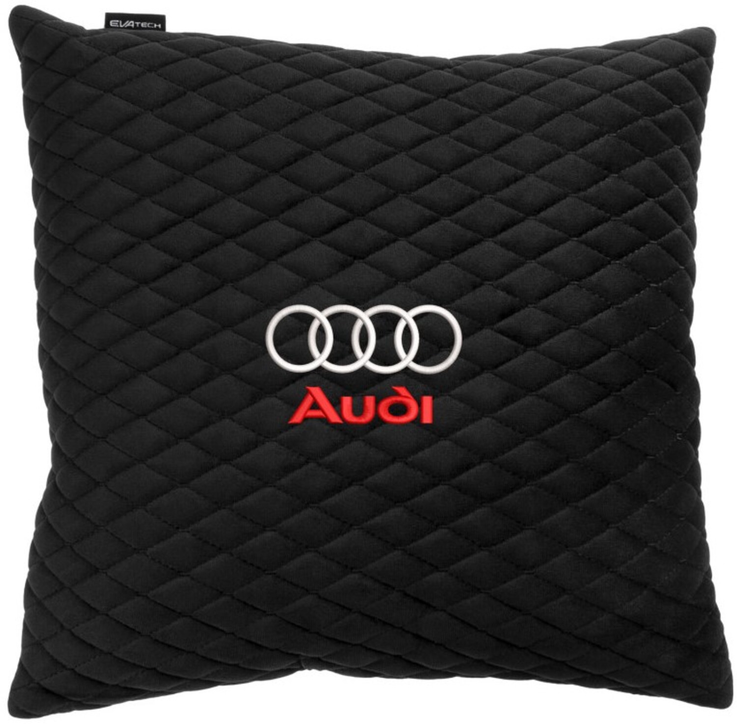 Купити Автомобільна подушка EVAtech з алькантари 40x40 см Audi чорна з чорною ниткою, малий ромб SPBALMRBBV003 - Фото 1 Автомобільна подушка EVAtech з алькантари 40x40 см Audi чорна з чорною ниткою, малий ромб SPBALMRBBV003 - Фото 1