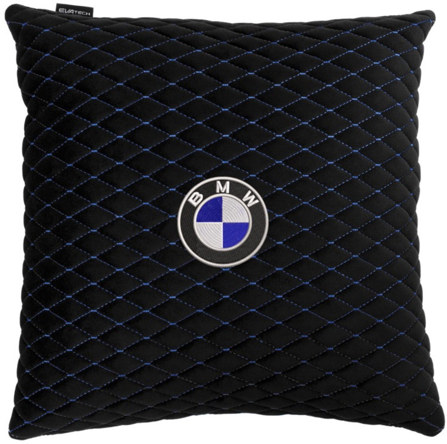 Купити Автомобільна подушка EVAtech з алькантари 40x40 см BMW чорна з синьою ниткою, малий ромб SPBALMRBLV005 - Фото 1 Автомобільна подушка EVAtech з алькантари 40x40 см BMW чорна з синьою ниткою, малий ромб SPBALMRBLV005 - Фото 1