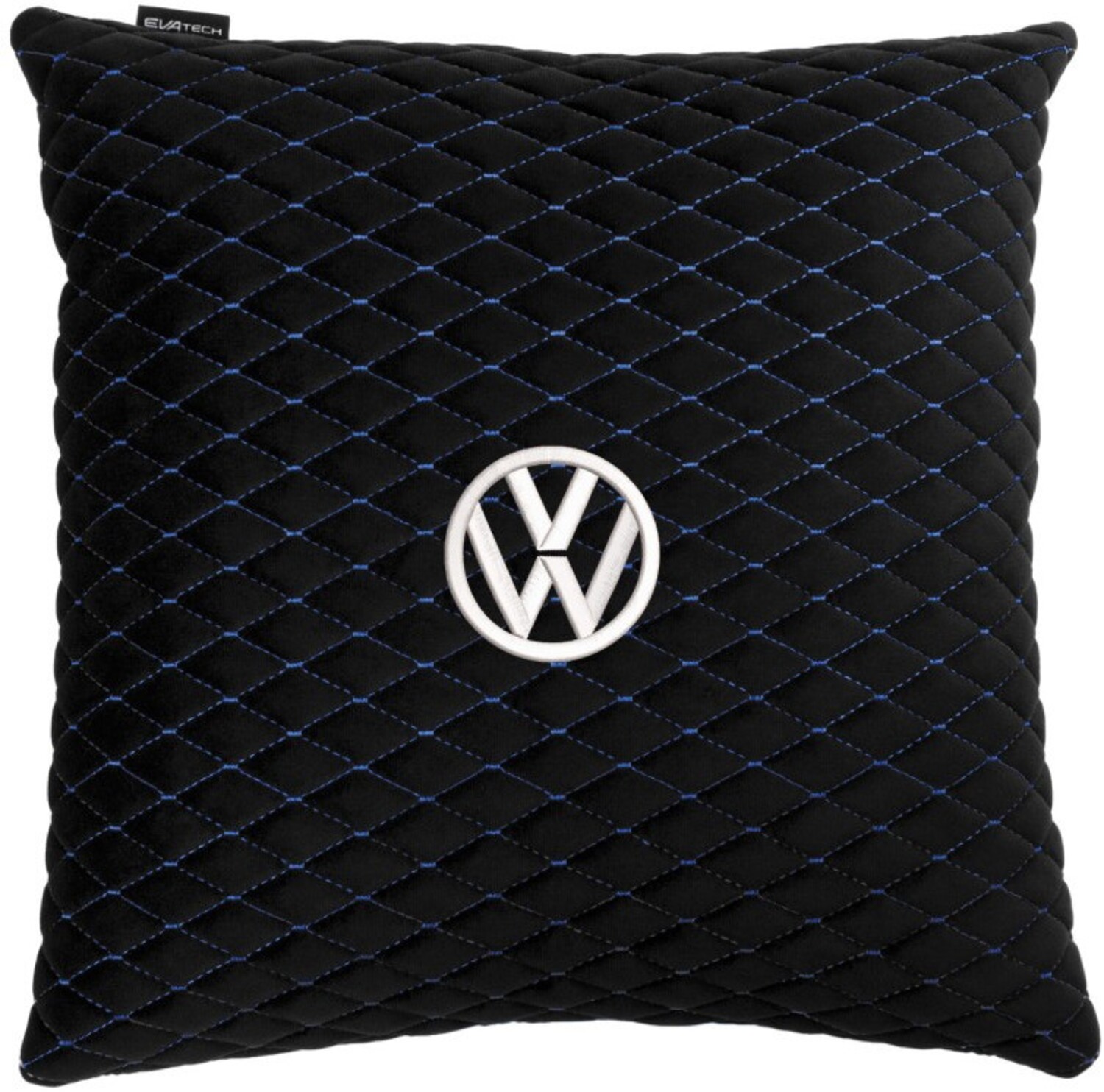 Купити Автомобільна подушка EVAtech з алькантари 40x40 см Volkswagen чорна з синьою ниткою, малий ромб SPBALMRBLV032 - Фото 1 Автомобільна подушка EVAtech з алькантари 40x40 см Volkswagen чорна з синьою ниткою, малий ромб SPBALMRBLV032 - Фото 1