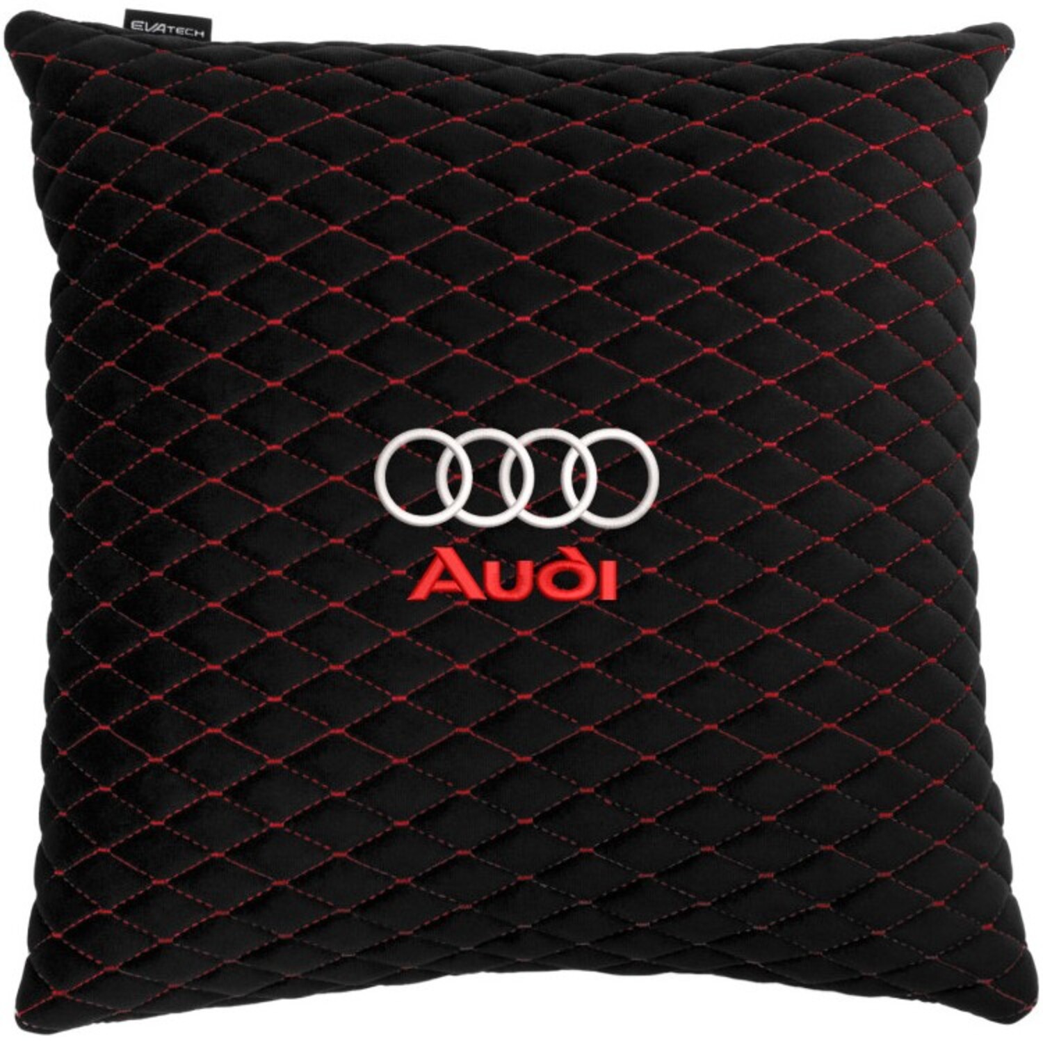 Купити Автомобільна подушка EVAtech з алькантари 40x40 см Audi чорна з червоною ниткою, малий ромб SPBALMRBRV003 - Фото 1 Автомобільна подушка EVAtech з алькантари 40x40 см Audi чорна з червоною ниткою, малий ромб SPBALMRBRV003 - Фото 1