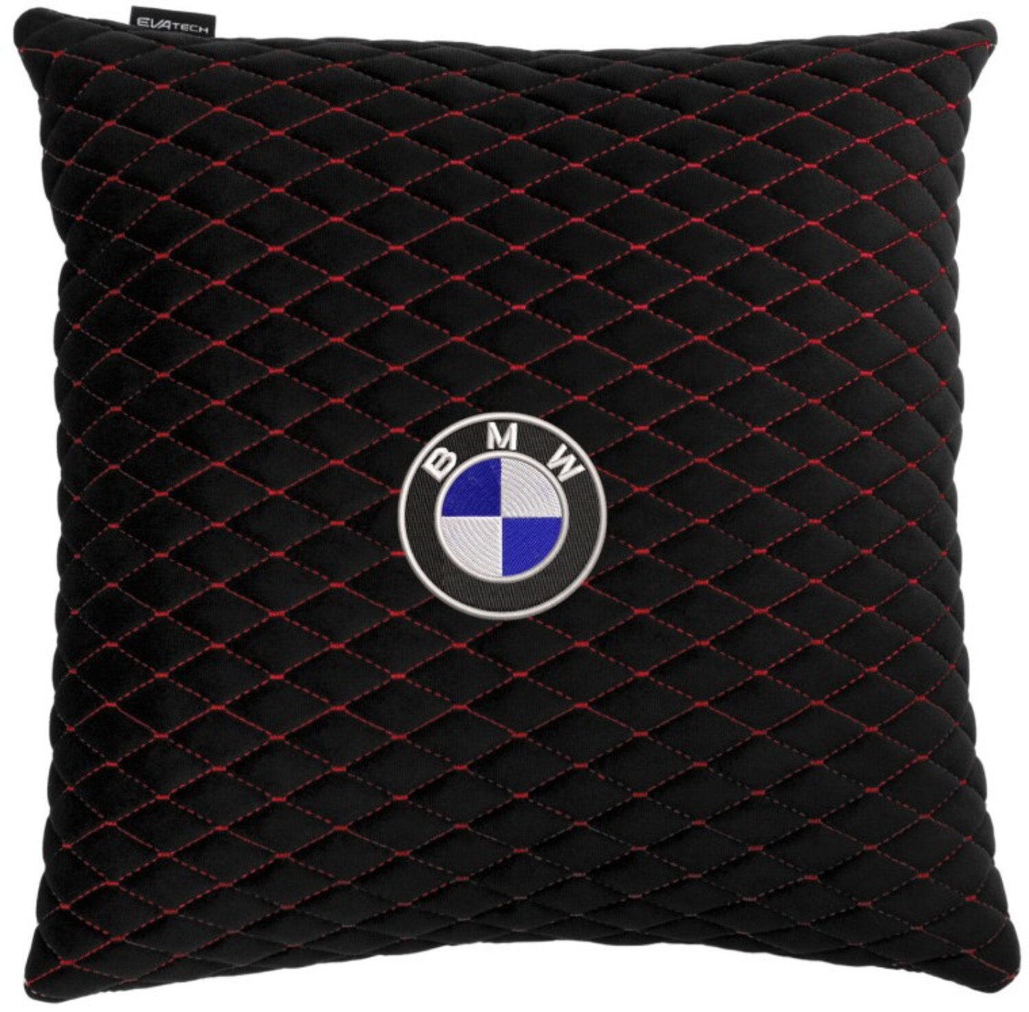 Купити Автомобільна подушка EVAtech з алькантари 40x40 см BMW чорна з червоною ниткою, малий ромб SPBALMRBRV005 - Фото 1 Автомобільна подушка EVAtech з алькантари 40x40 см BMW чорна з червоною ниткою, малий ромб SPBALMRBRV005 - Фото 1