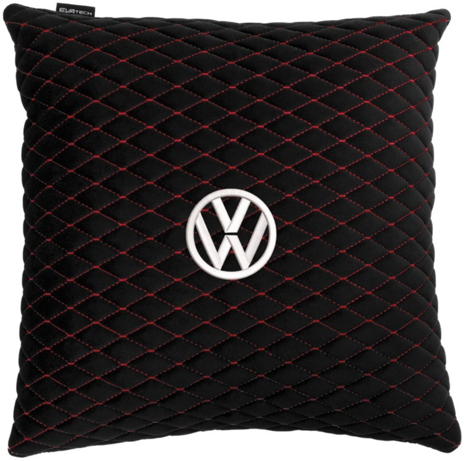Купити Автомобільна подушка EVAtech з алькантари 40x40 см Volkswagen чорна з червоною ниткою, малий ромб SPBALMRBRV032 - Фото 1 Автомобільна подушка EVAtech з алькантари 40x40 см Volkswagen чорна з червоною ниткою, малий ромб SPBALMRBRV032 - Фото 1