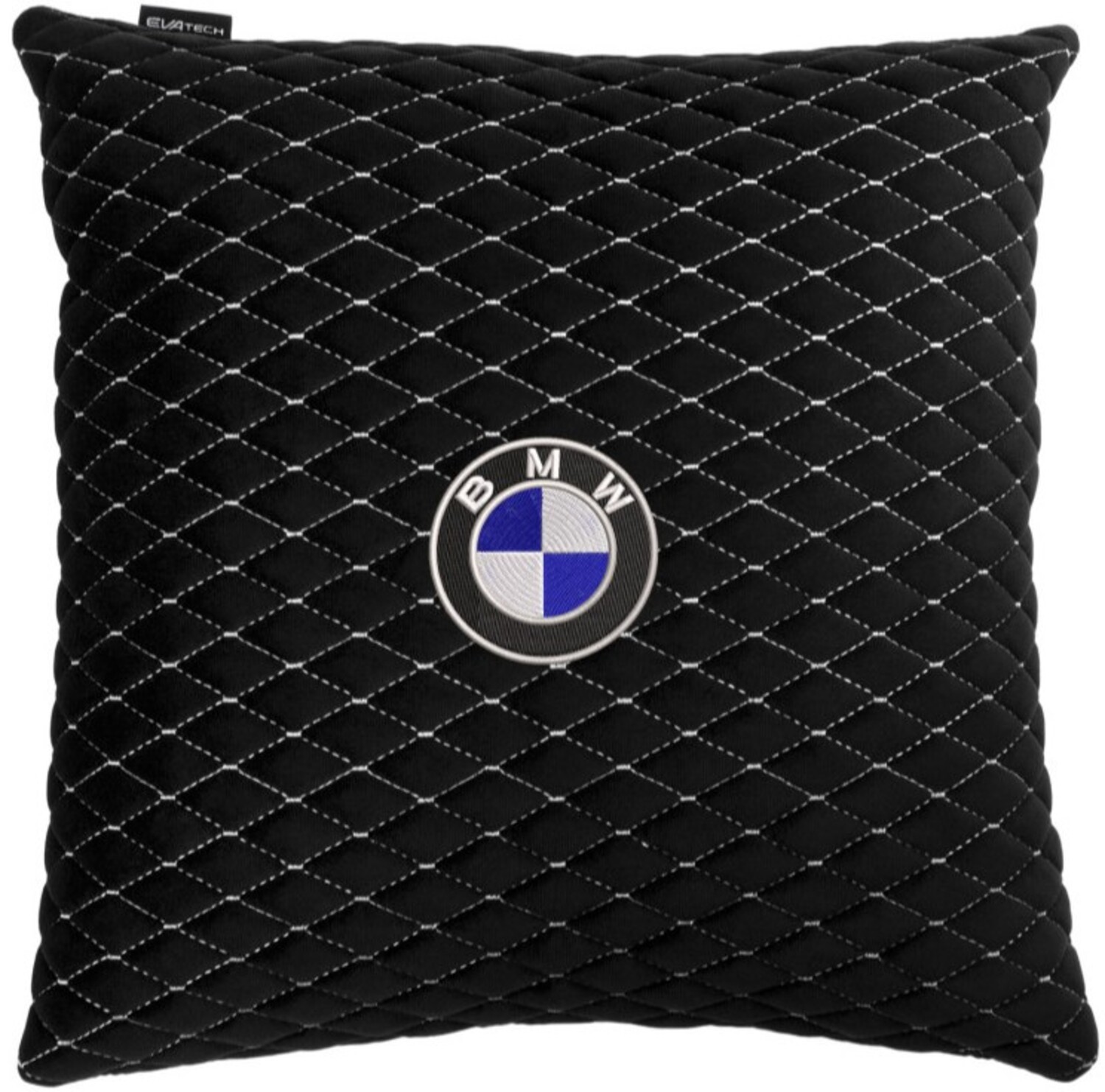 Купити Автомобільна подушка EVAtech з алькантари 40x40 см BMW чорна з білою ниткою, малий ромб SPBALMRBWV005 - Фото 1 Автомобільна подушка EVAtech з алькантари 40x40 см BMW чорна з білою ниткою, малий ромб SPBALMRBWV005 - Фото 1
