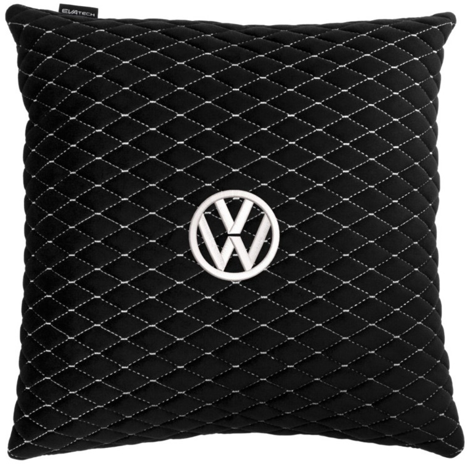Купити Автомобільна подушка EVAtech з алькантари 40x40 см Volkswagen чорна з білою ниткою, малий ромб SPBALMRBWV032 - Фото 1 Автомобільна подушка EVAtech з алькантари 40x40 см Volkswagen чорна з білою ниткою, малий ромб SPBALMRBWV032 - Фото 1