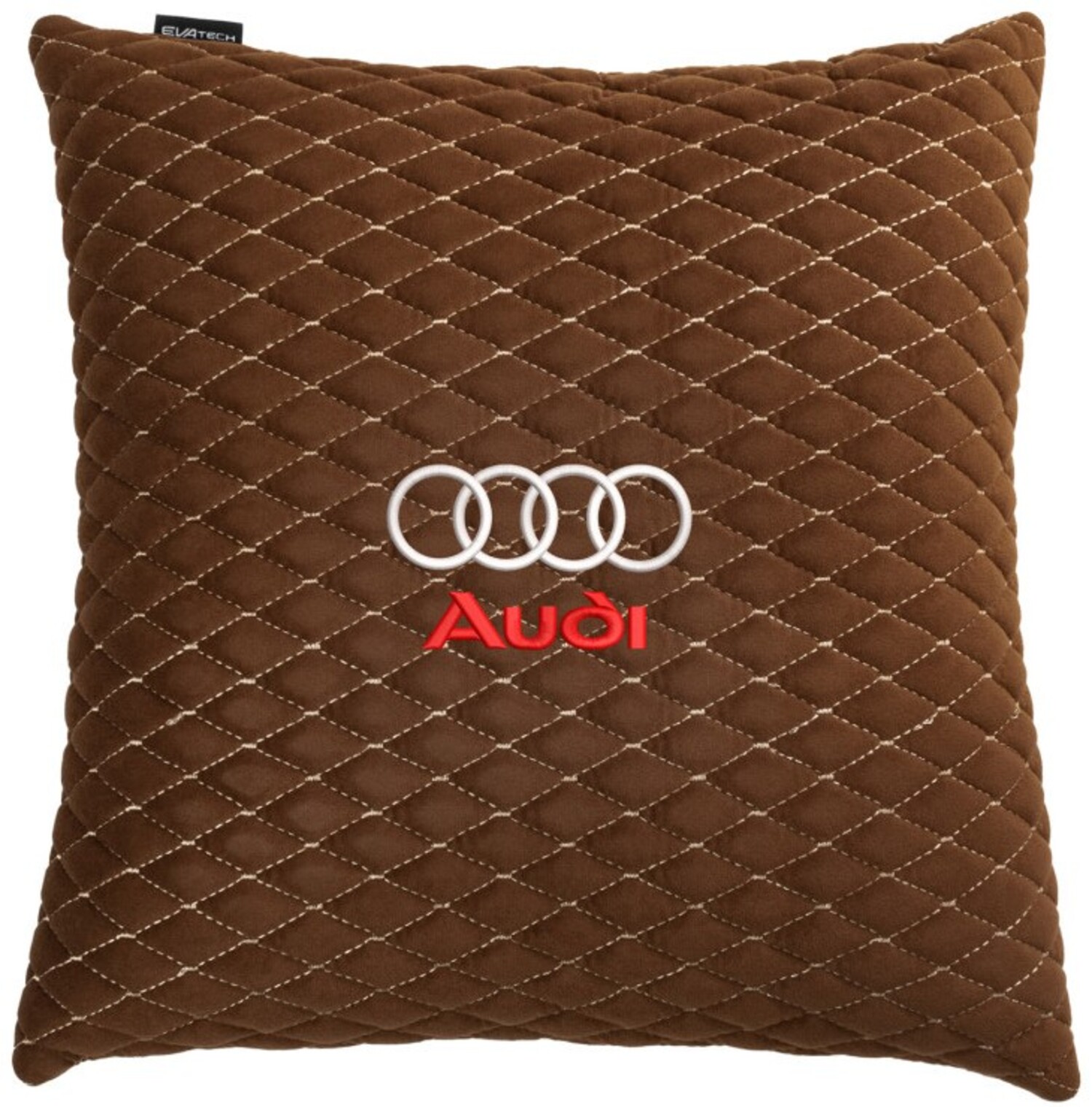 Автомобільна подушка EVAtech Audi коричнева з коричневою ниткою, малий ромб SPBALMRZZV003 - Фото 1