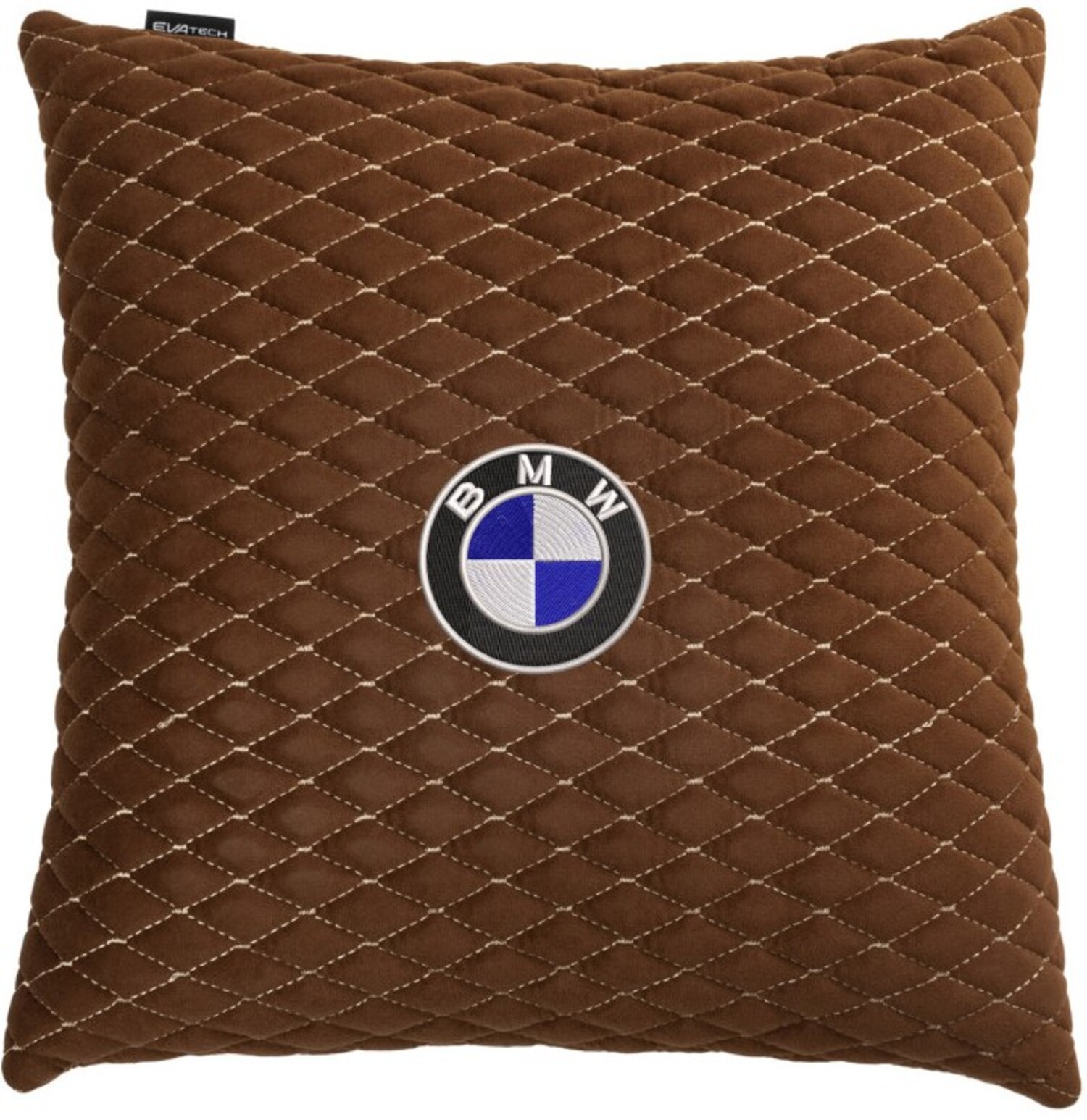 Автомобільна подушка EVAtech BMW коричнева з коричневою ниткою, малий ромб SPBALMRZZV005 - Фото 1