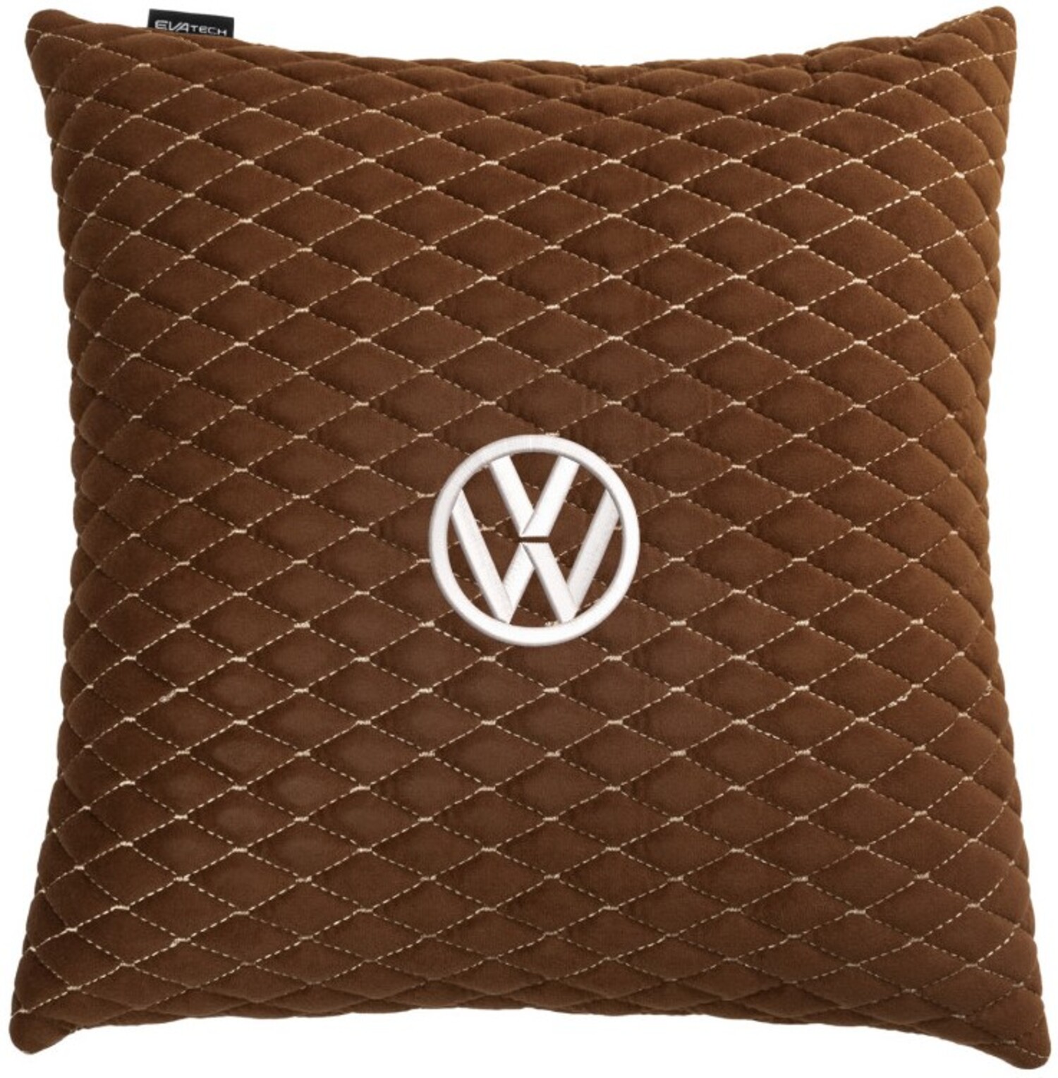 Автомобільна подушка EVAtech Volkswagen коричнева з коричневою ниткою, малий ромб SPBALMRZZV032 - Фото 1