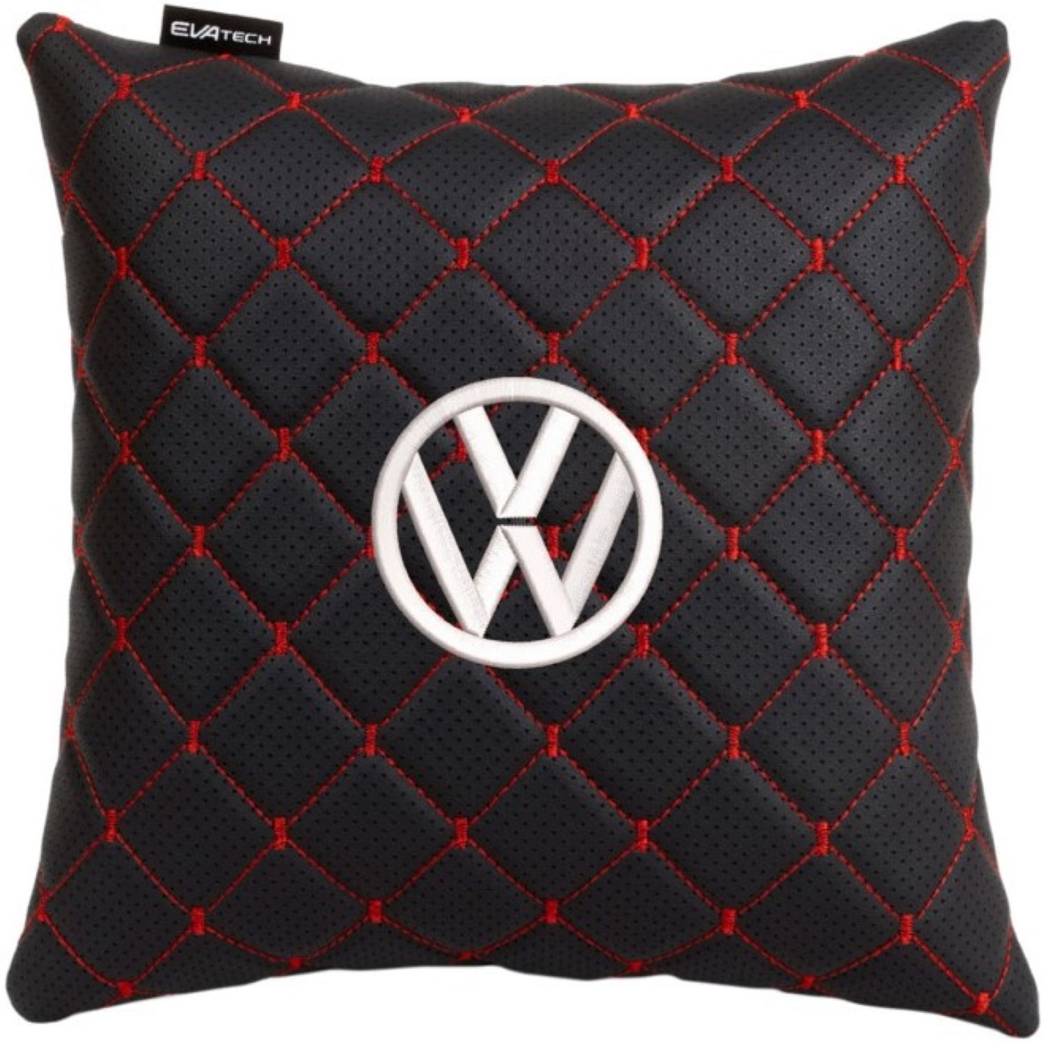Автомобильная подушка EVAtech ECO Volkswagen черная с красной нитью (SPSCSBRV032) - Фото 1