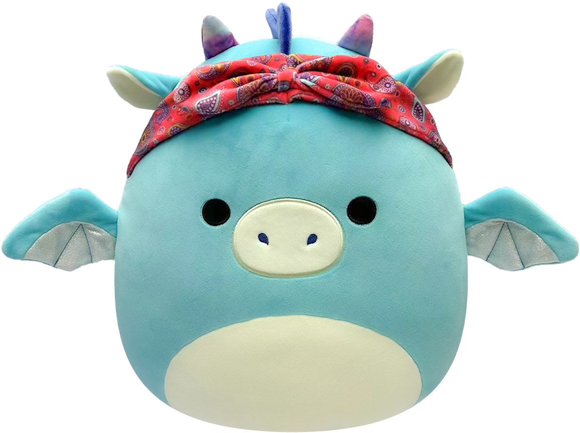 Мягкая игрушка герой SQUISHMALLOWS ДРАКОН В БАНДАНЕ (19 cm) (SQCR04125) - Фото 1