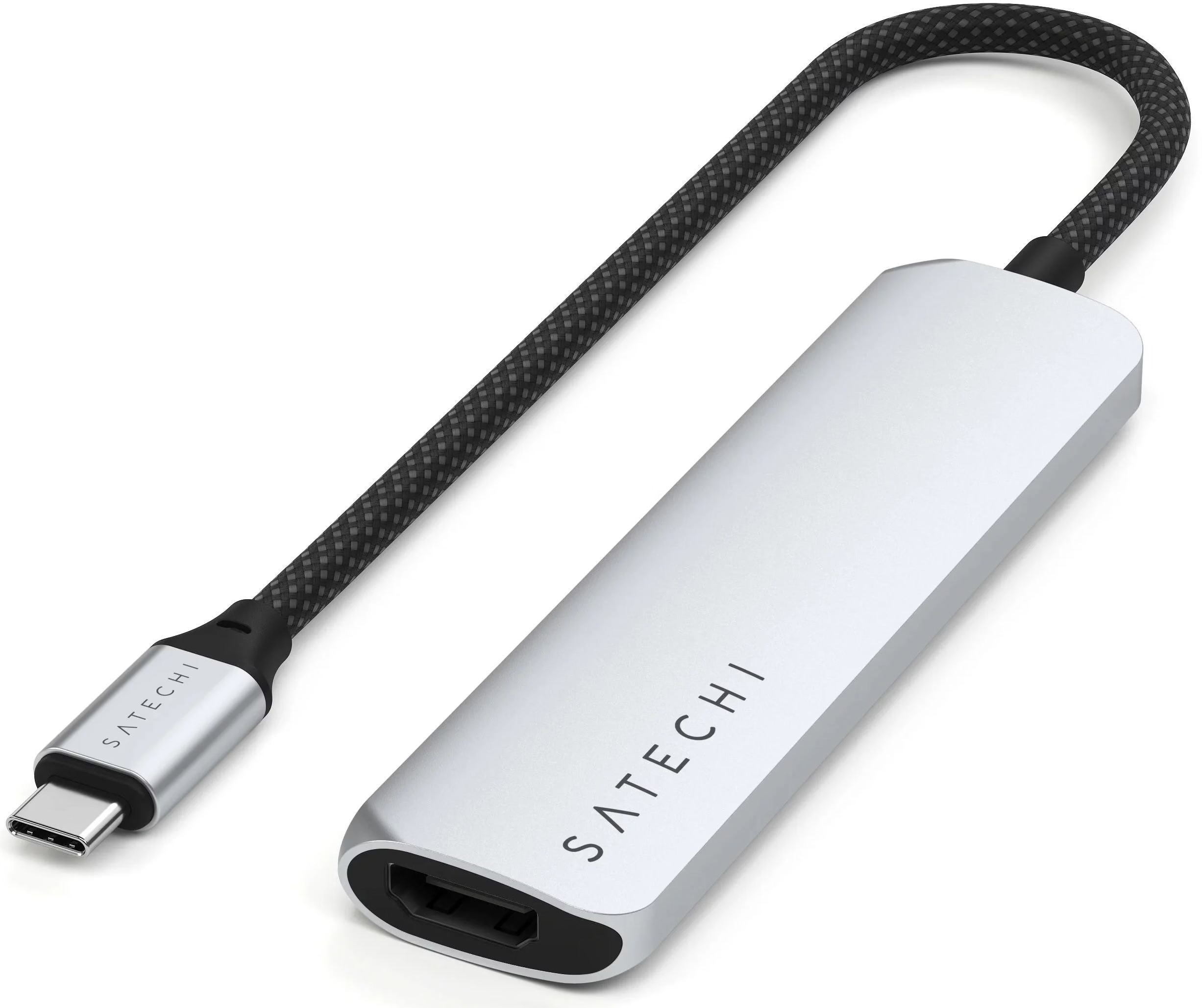 Хаб USB Satechi 4-in-1 USB-C Slim Multiport Adapter 4K Silver (ST-P4SS) - Фото 1