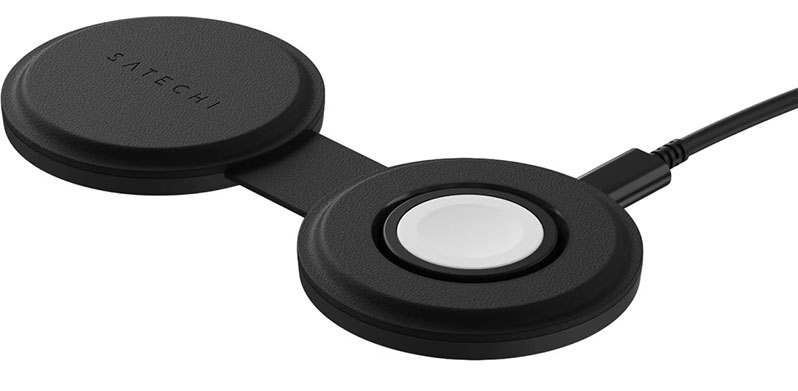 Беспроводное зарядное устройство Satechi OntheGo 2 в 1 Wireless Charger Black (ST-QTG21K) - Фото 1