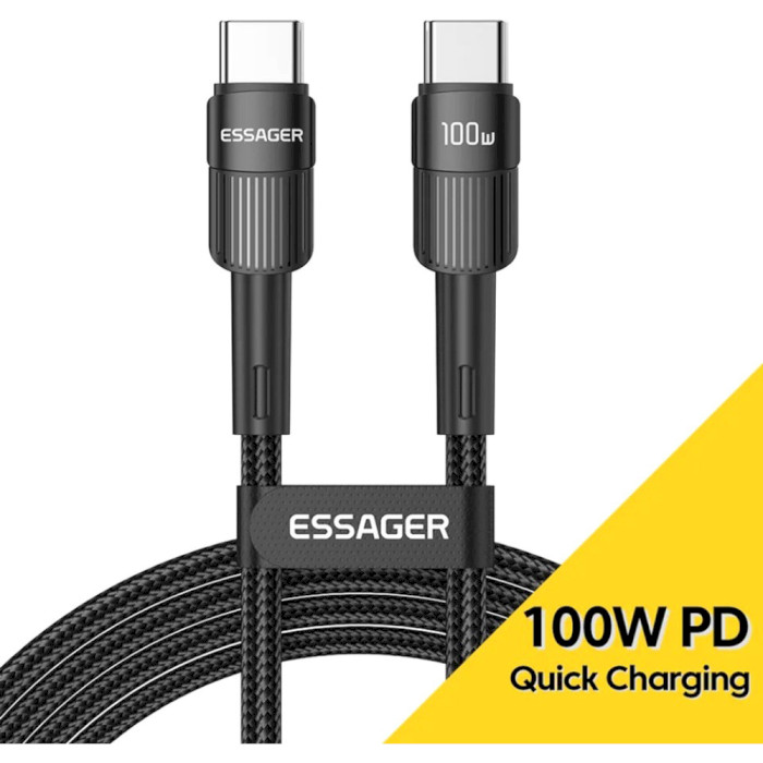 Кабель синхронизации данных Essager Star 100W USB Charging Cable Type C to Type C 3m Black (EXCTT1-XCC01) - Фото 1