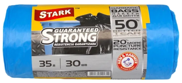 Купить Пакет мусорный Stark 35 л 30 шт Сині (StBB3530blue) - Фото 1 Пакет мусорный Stark 35 л 30 шт Сині (StBB3530blue) - Фото 1
