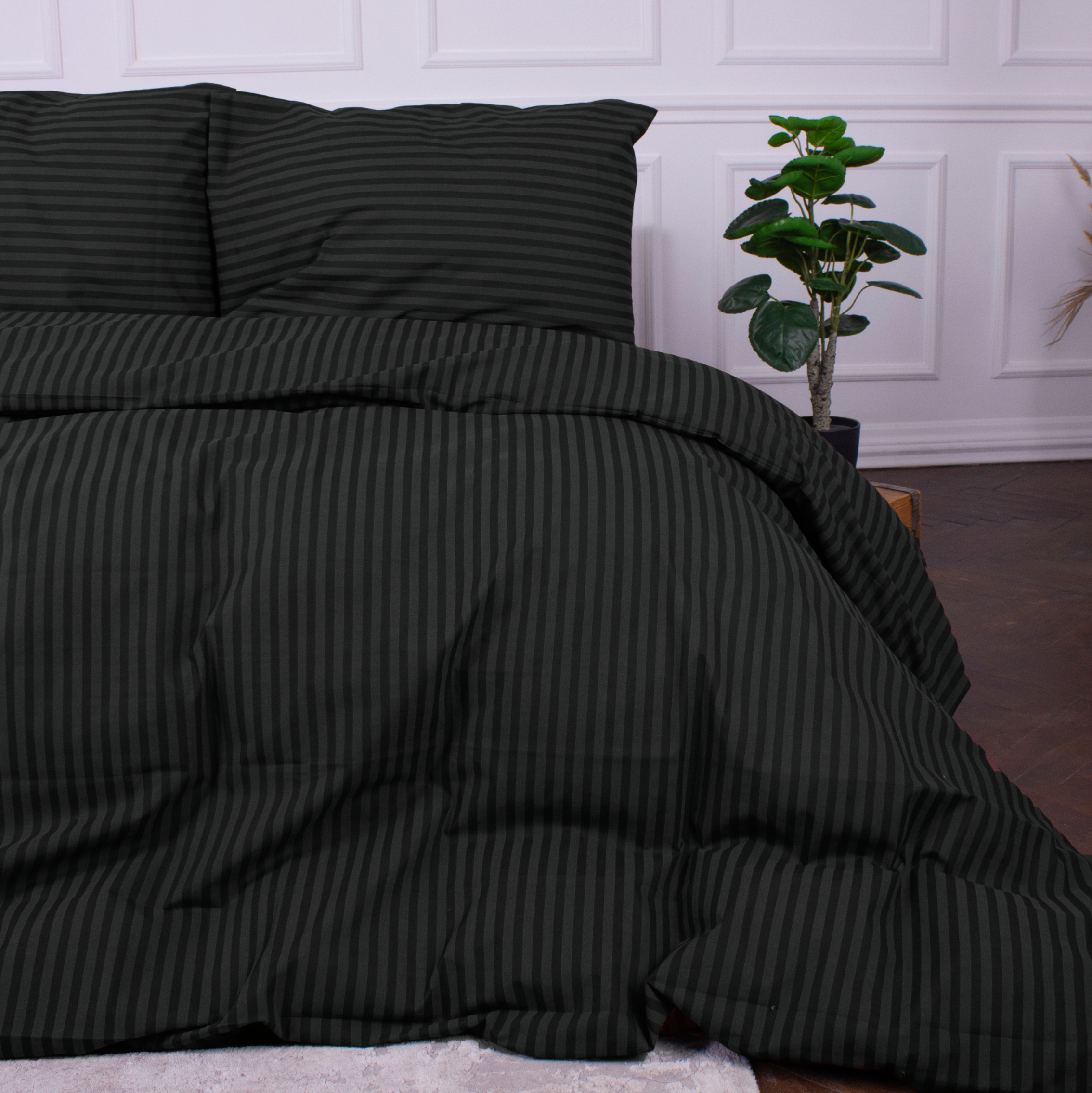 Комплект постільної білизни MirSon Ranforce Elite 17-0611 Stripe Black 220х240 (2200008199852) - Фото 1