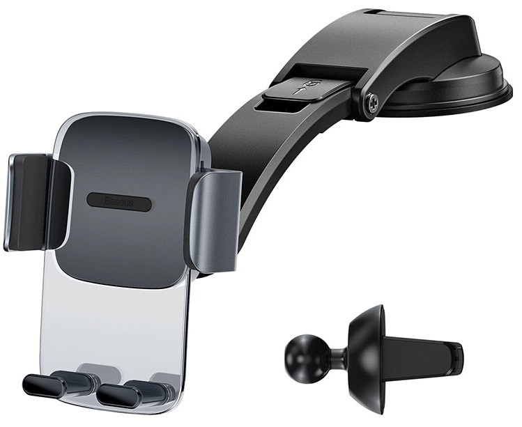 Автодержатель Baseus Easy Control Clamp Pyste Type + Air Outlet set Black (SUYK000001) - Фото 1