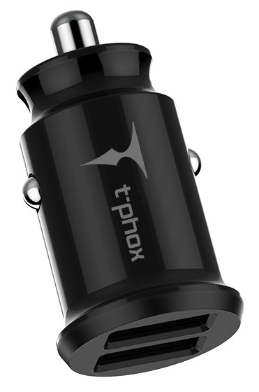 Автомобильное зарядное устройство T-phox Charger Set 2.4A Dual+MicroUSB cable 1.2m Black - Фото 1