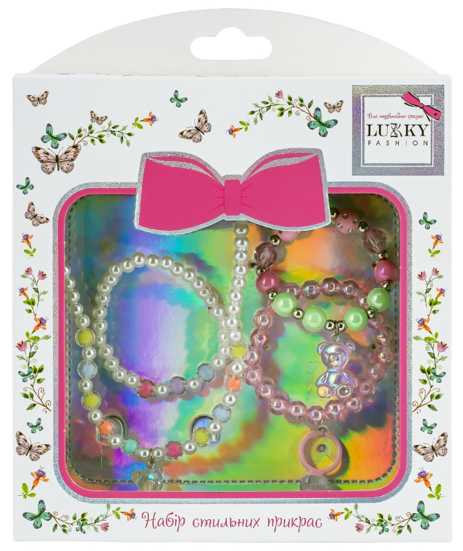 Детская бижутерия Lukky Набор жемчужных бусин с подвеской Jelly Bear, с кольцом и 3 браслетами, Fashion (T24623) - Фото 1
