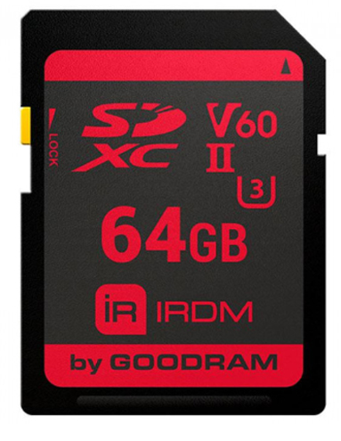 Карта памяти Goodram IRDM SDXC 64Gb V60 UHS-II U3 Retail (IR-S6B0-0640R11) - Фото 1