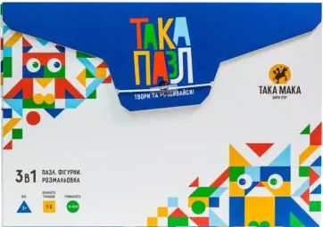 Пазли картонні (3-4 роки) Taka Maka Собачка (28 ел) - геометричний пазл-розмальовка (220001-UA) - Фото 1