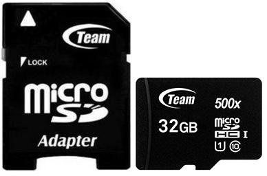 Карта памяти Team MicroSDHC 32GB UHS-I Class 10 Team Black + SD-adapter (TUSDH32GCL10U03) - Фото 1