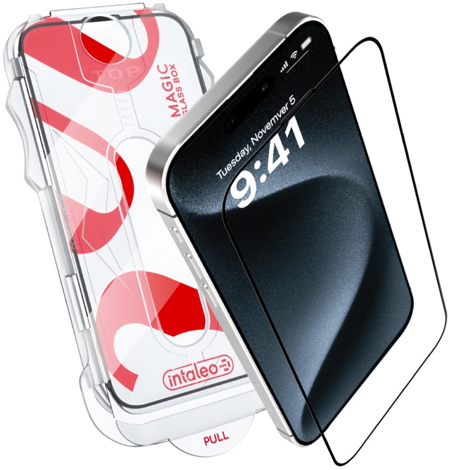 Защитное стекло для смартфона Intaleo с аппликатором MagicBox for  Apple iPhone 15 PRO MAX (4820266742867) - Фото 1
