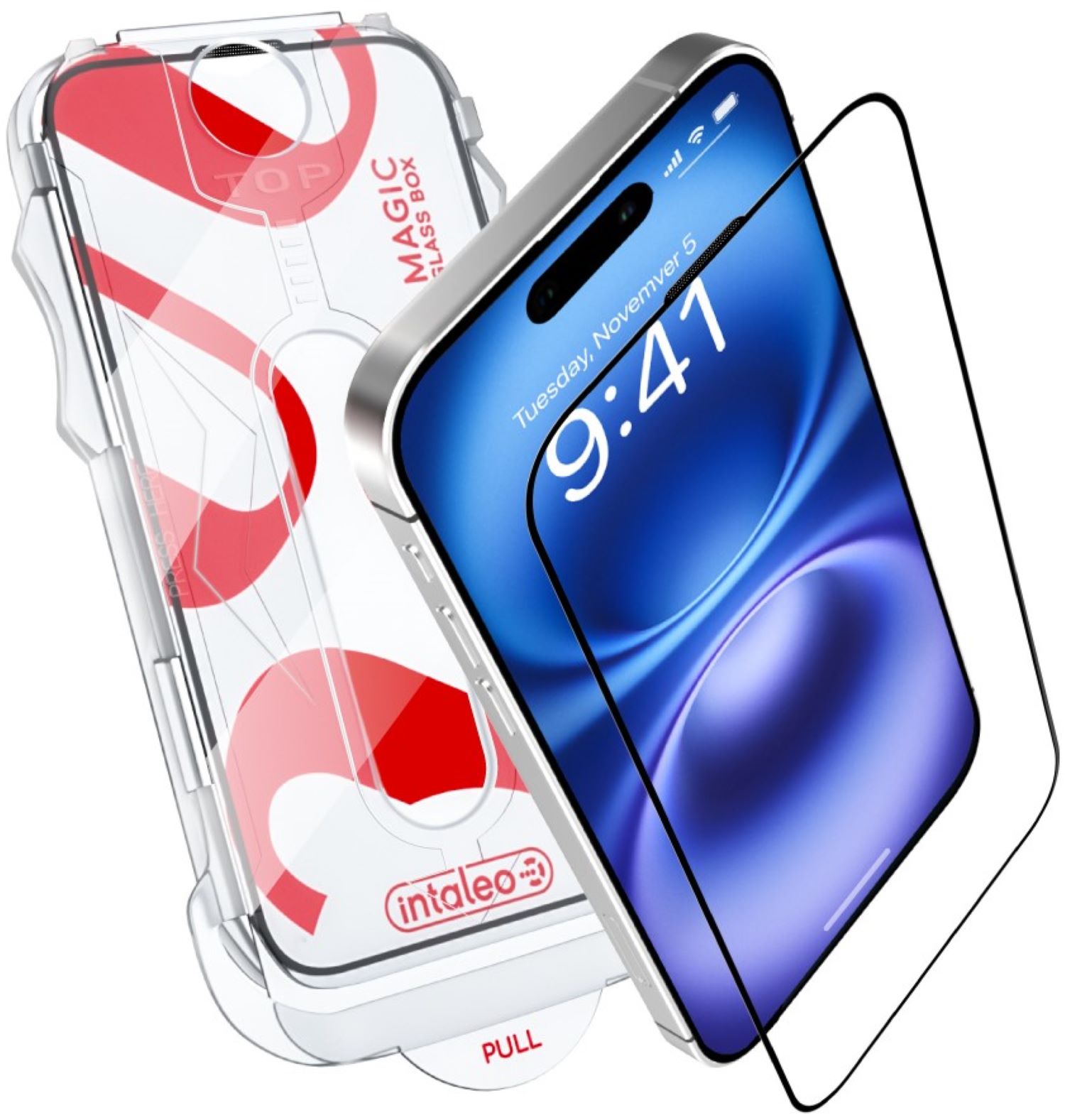 Защитное стекло для смартфона Intaleo с аппликатором MagicBox for  Apple iPhone 16 PLUS (4820266742928) - Фото 1