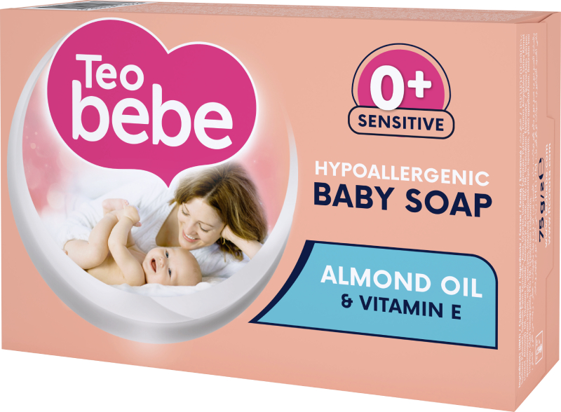 Мыло кусковое детское Teo Bebe Almond Oil Sensitive & vitamin E 75 г (3800024045257) - Фото 1