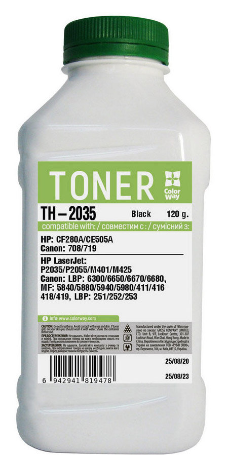 Тонер для заправки картриджа Colorway HP LJ P2035/2055 120 г (TH-2035) - Фото 1