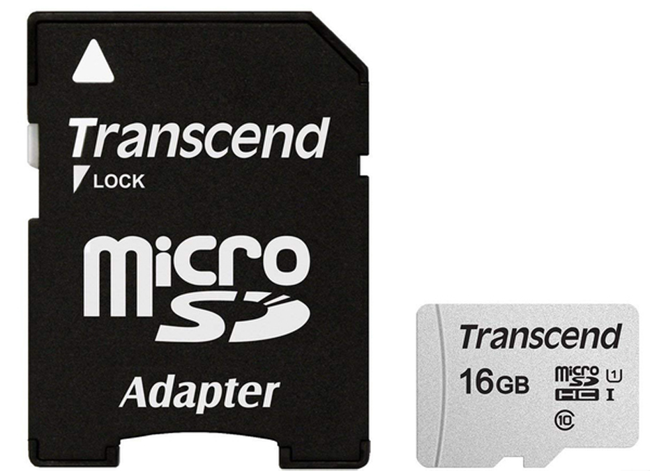 Карта памяти Transcend microSDHC 300S 16GB UHS-I U1 + ad (TS16GUSD300S-A) - Фото 1