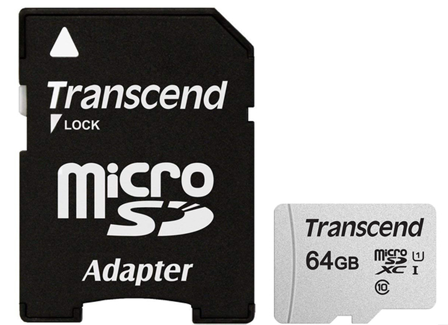 Карта памяти Transcend microSDXC 300S 64GB UHS-I U1 + ad (TS64GUSD300S-A) - Фото 1
