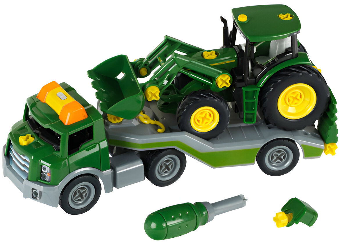 Наземная строительная техника Klein John Deere - Трактор с транспортером, 1:24 (3908) - Фото 1