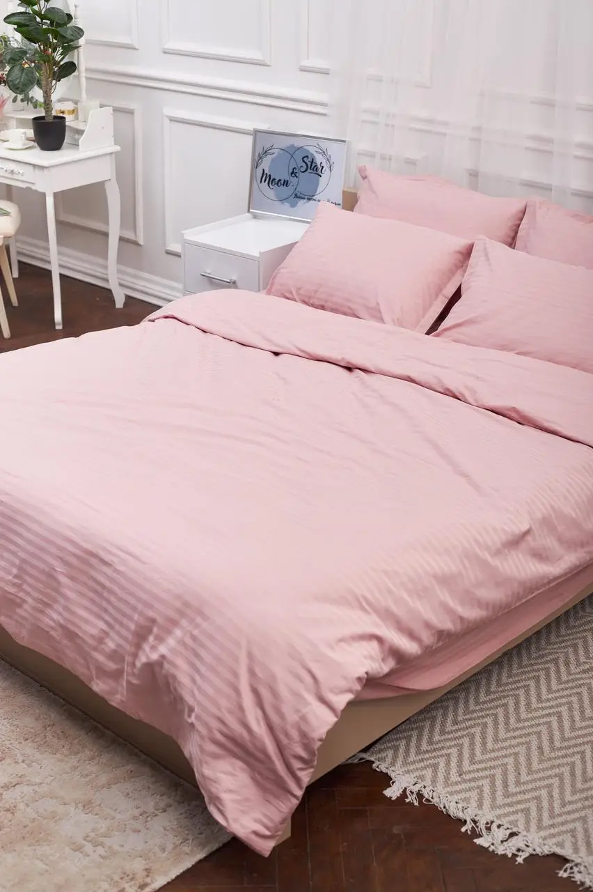 Комплект постільної білизни Moon&Star Satin Stripe Stripe Pink King Size 220x240 (MS-820003607) - Фото 1