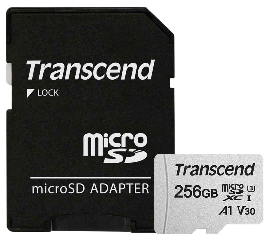 Карта памяти Transcend microSDXC 256GB C10 UHS-I + SD адаптер (TS256GUSD300S-A) - Фото 1