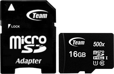 Карта памяти Team microSDHC 16GB UHS-I Class 10 + SD adapter (TUSDH16GCL10U03) - Фото 1