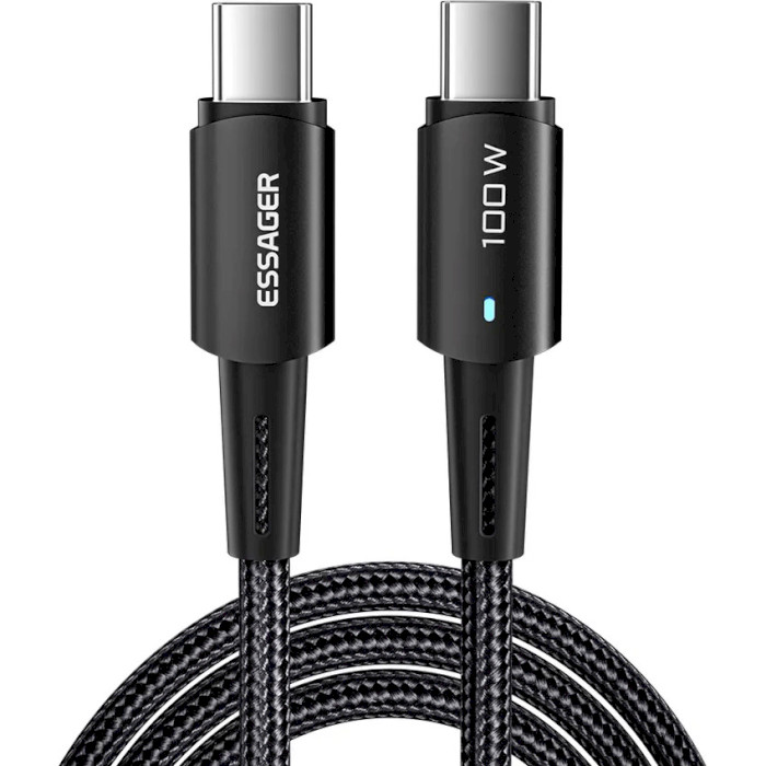 Кабель синхронизации данных Essager Sunset 100W USB charging&data cable Type-C to Type-C 0.5m Black (EXCTT1-CGB01) - Фото 1