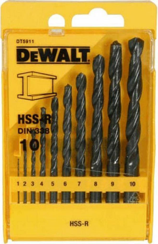 Набор сверл DeWALT HSS-R 10шт. (DT5911) - Фото 1