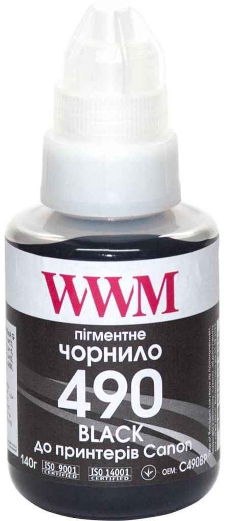 Чернила WWM Canon GI-490, 140г Black Pigm. (C490BP) - Фото 1