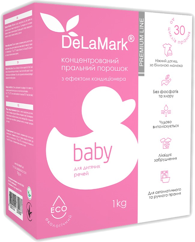 Стиральный порошок DeLaMark Premium Line Baby с эффектом кондиционера 1 кг (4820152330987) - Фото 1