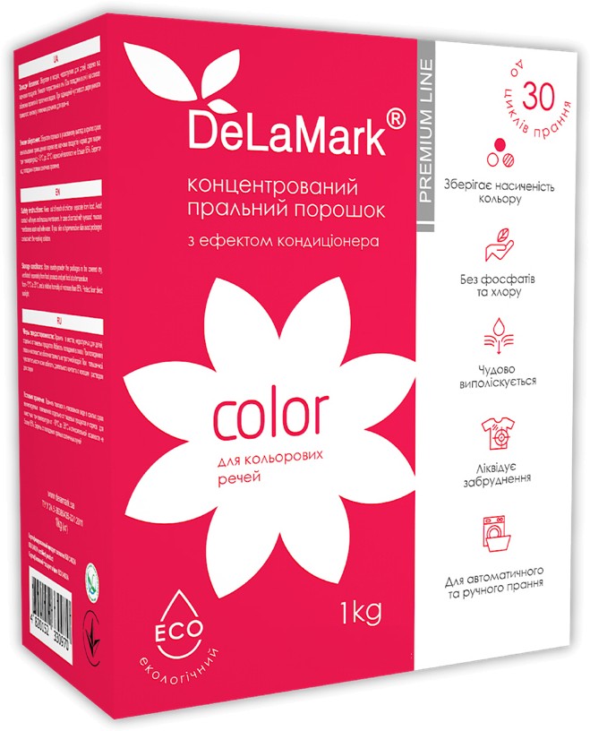 Стиральный порошок DeLaMark Premium Line Color с эффектом кондиционера 1 кг (4820152330970) - Фото 1