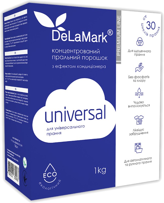 Стиральный порошок DeLaMark Premium Line Universal с эффектом кондиционера 1 кг (4820152330963) - Фото 1