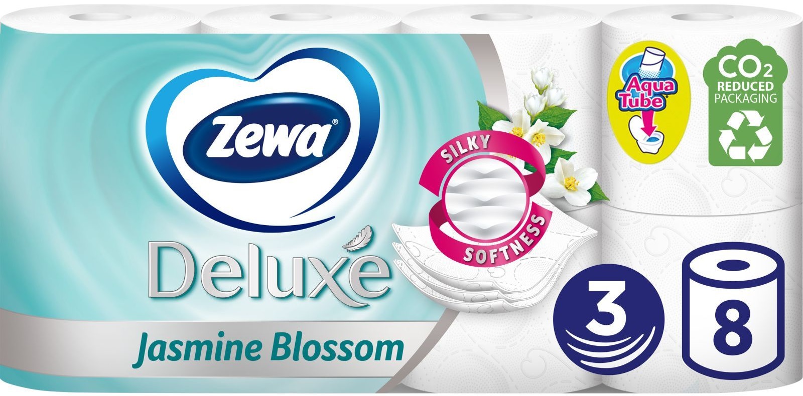 Туалетная бумага Zewa Deluxe жасмин (белый) 8 рулонов (7322541171753) - Фото 1
