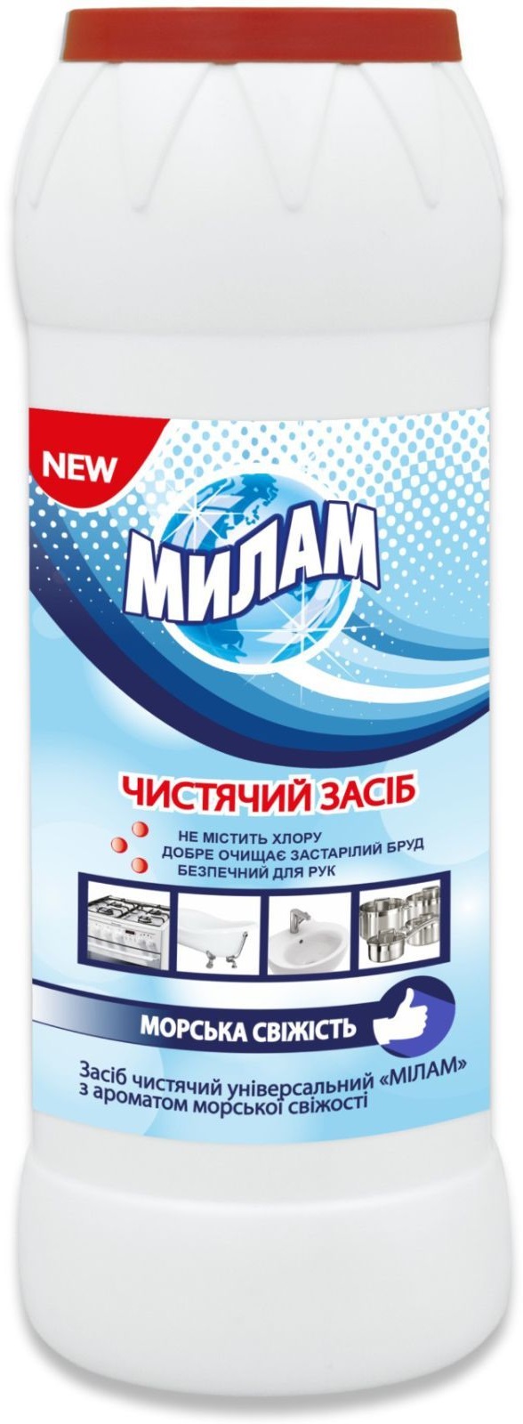 Средство для мытья в ванной комнате Милам Морская свежесть 500 г (4820152290540) - Фото 1