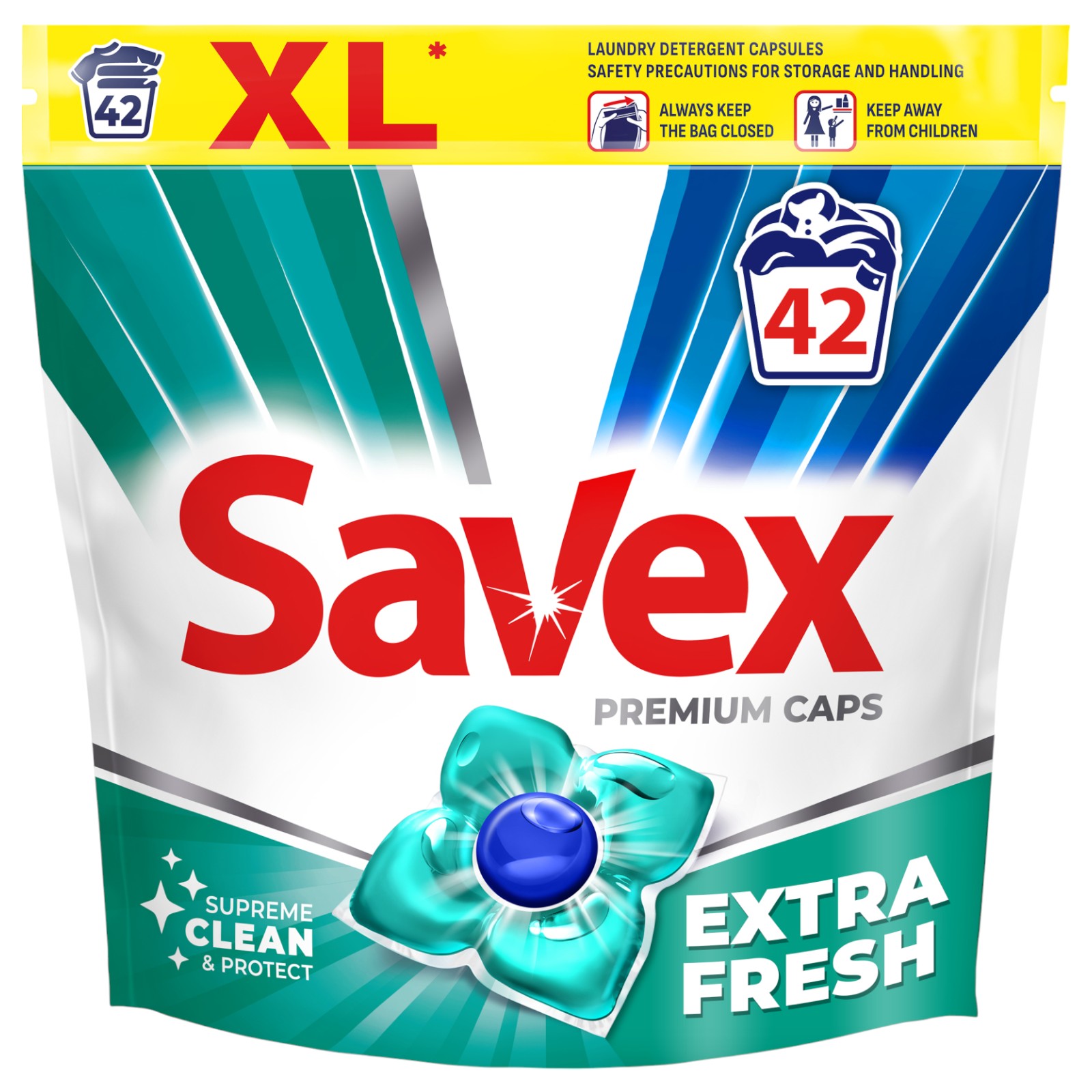 Капсулы для стирки SAVEX Super Caps Extra Fresh 42 шт. (3800024046919) - Фото 1