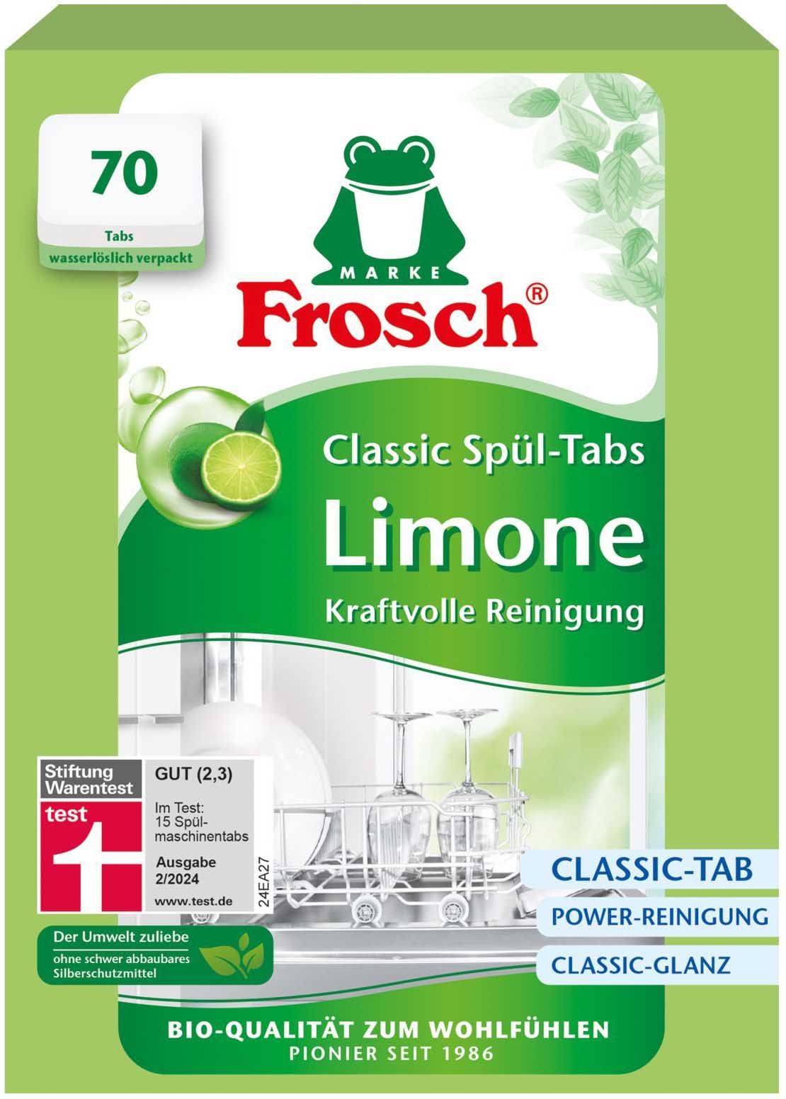 Таблетка для посудомийної машини Frosch Classic Лимон 15 г х 70 шт (4001499958694) - Фото 1