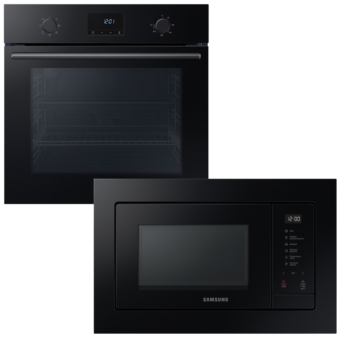 Духова шафа + мікрохвильова піч вбудована Samsung NV68A1110RB/WT + MS23A7118AK/UA - Фото 1