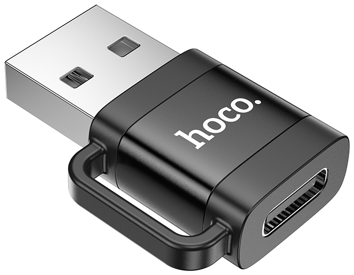 Перехідник HOCO UA31D USB male to Type-C female USB2.0 adapter Black (6942007628143) - Фото 1