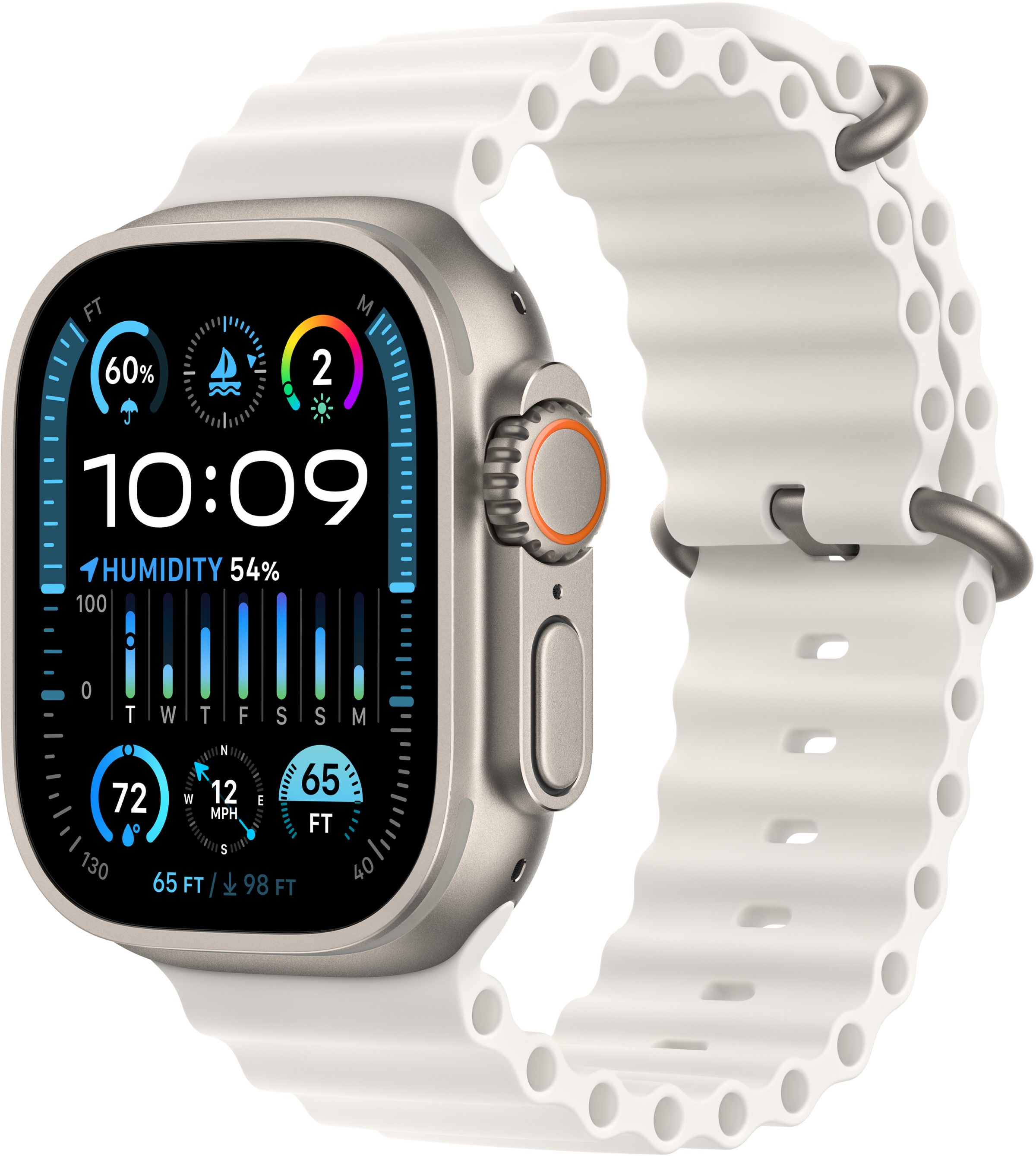 Смарт-годинник Apple Watch Ultra 2 49 mm Natural Titanium Case with Ocean Band White (Відновлений, Добрий стан)