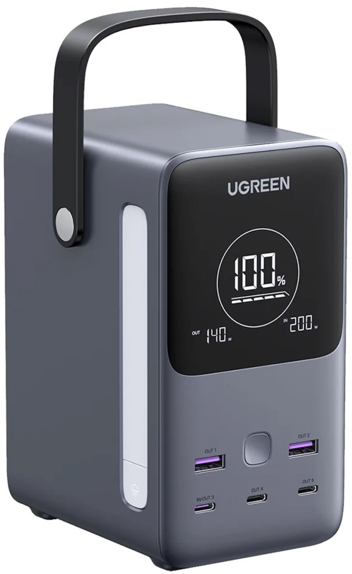 Батарея мобильная UGREEN 48000mAh 300W PD 3.1 3xUSB C+2xUSB A, зарядка 140w, Led лампа (25286) - Фото 1